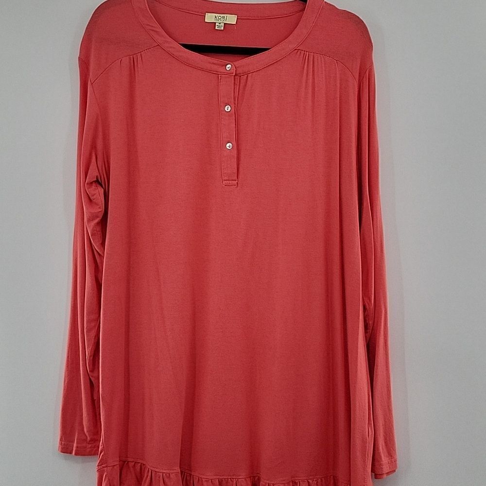 3 For$20 Kori America Coral/Pink Long-Sleeve Shirt size M